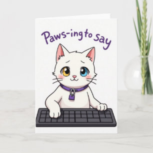 White Pattern Feline Friend Card