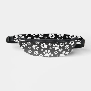 White pattern paws on gradient background bum bags