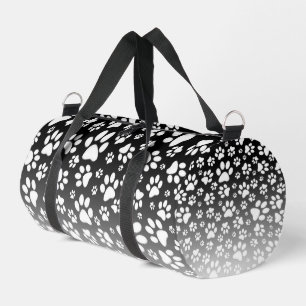 White pattern paws on gradient background duffle bag