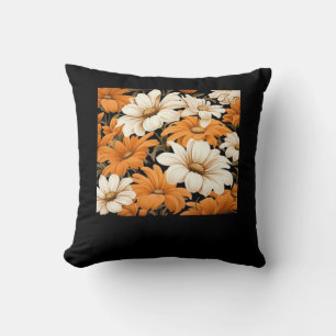 white pattern - whimsigoth cottagecore wildflowers cushion