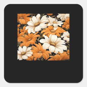 white pattern - whimsigoth cottagecore wildflowers square sticker