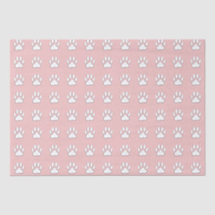 White Paw Print Cartoon Drawing Pattern On Pink Tissue Paper