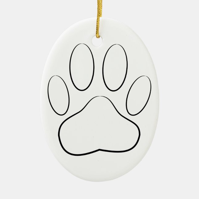 White Paw Print Ceramic Tree Decoration (Front)