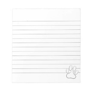 White Paw Print Custom Lined Notepad