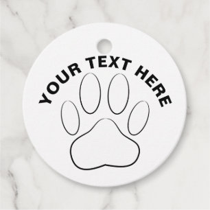 White Paw Print Custom Text Classic Round Sticker Favour Tags