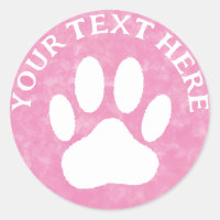 White Paw Print Custom Text Pink Watercolor