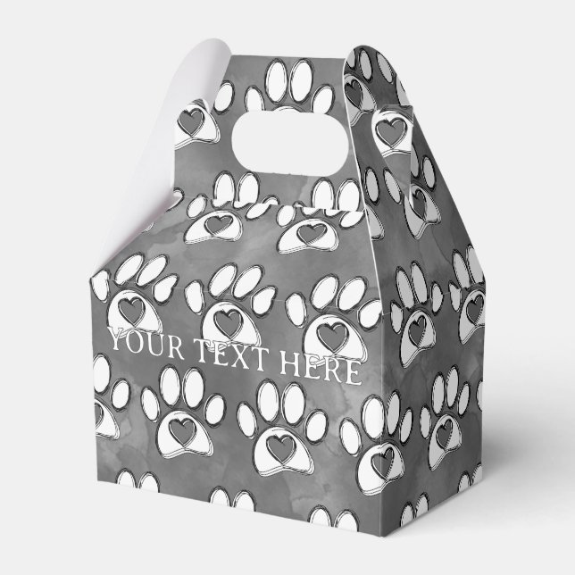 White Paw Print Custom Watercolor Custom Text Favour Box (Front Side)