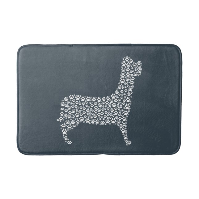 White Paw Print Dog Silhouette Bath Mat (Front)