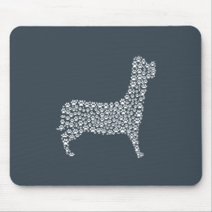 White Paw Print Dog Silhouette Mouse Mat