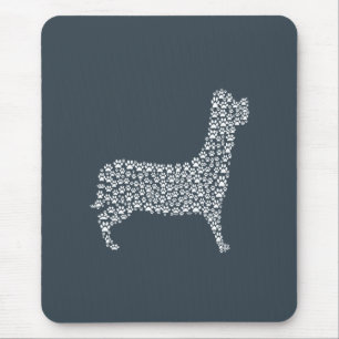 White Paw Print Dog Silhouette Mouse Mat
