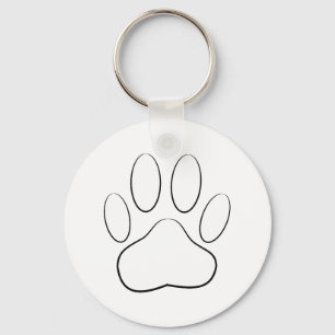 White Paw Print Key Ring