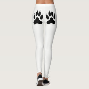 White paw print leggings