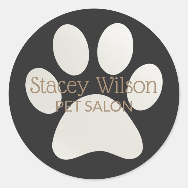 White Paw Print Logo On Charcoal Product Label (Front)