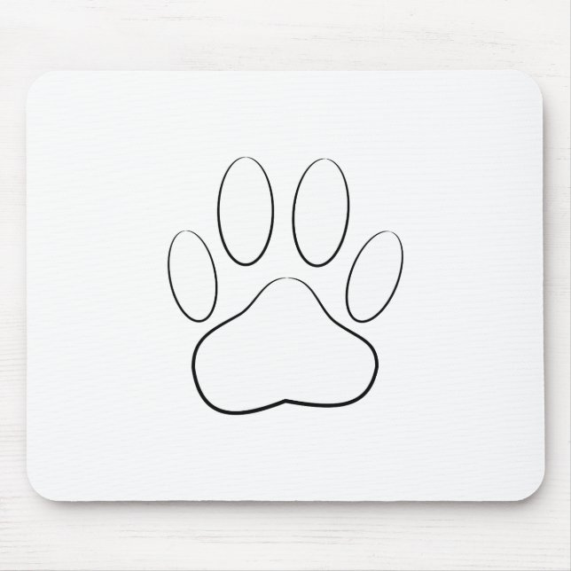 White Paw Print Mouse Mat (Front)