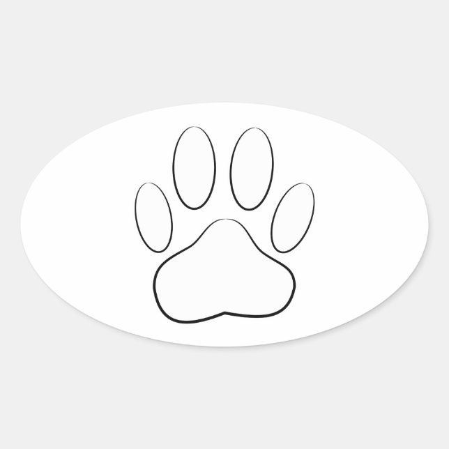 White Paw Print Oval Sticker (Front)