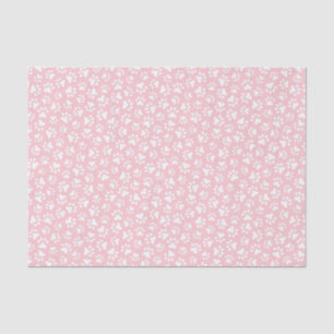 White paw print pattern light pink background tissue paper