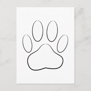 White Paw Print Postcard
