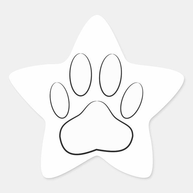 White Paw Print Star Sticker (Front)