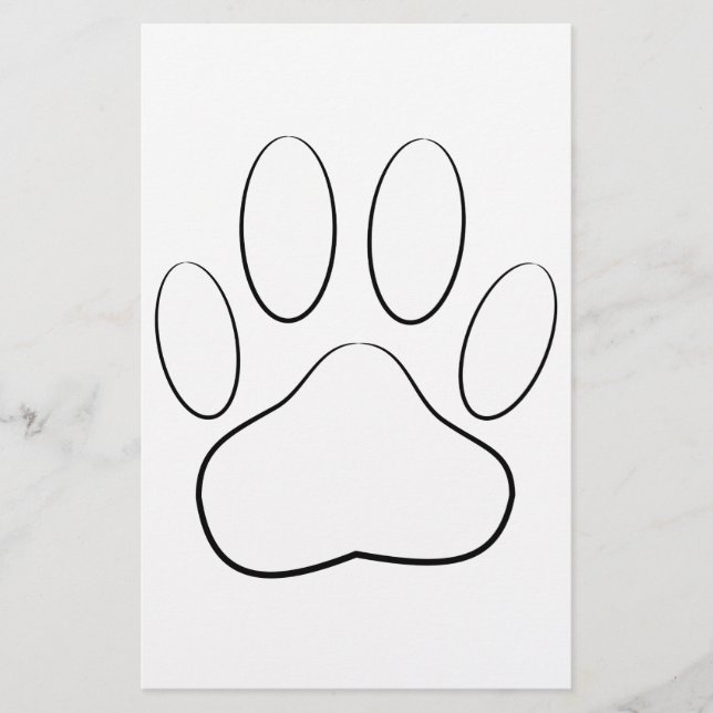 White Paw Print Stationery (Front)