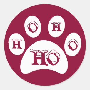 White Paw Print with Snow Capped "Ho, Ho, Ho" Classic Round Sticker