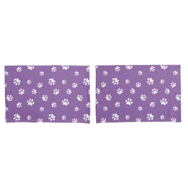 White Paw Prints Pattern Pillowcase (Front-Set)