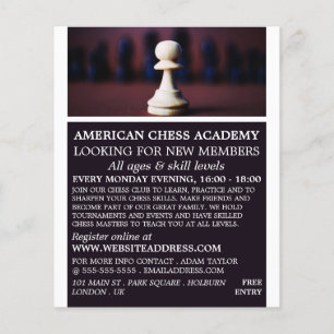 White Pawn, Chess Club Advertising Flyer