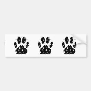 White Paws On Black Paw Print Bumper Sticker