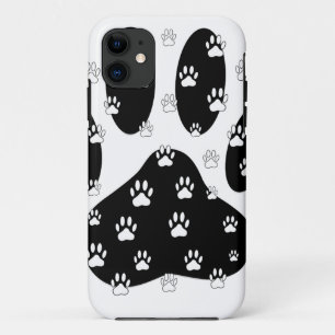 White Paws On Black Paw Print iPhone 11 Case
