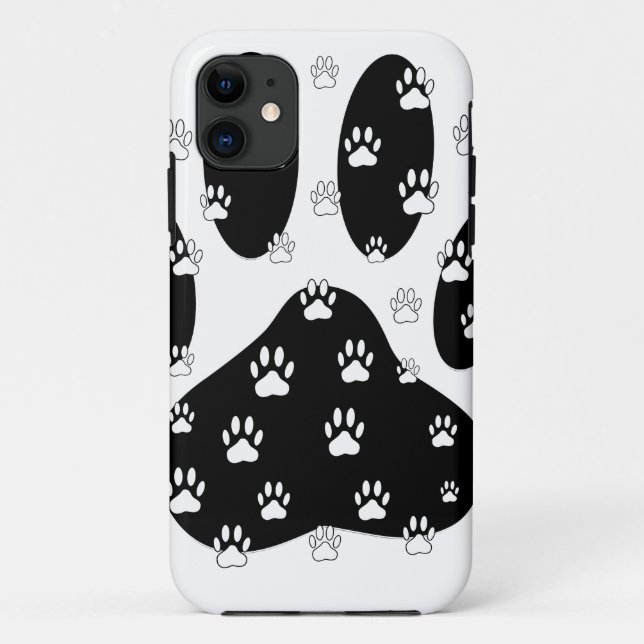 White Paws On Black Paw Print Case-Mate iPhone Case (Back)