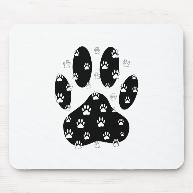 White Paws On Black Paw Print Mouse Mat (Front)