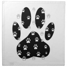 White Paws On Black Paw Print