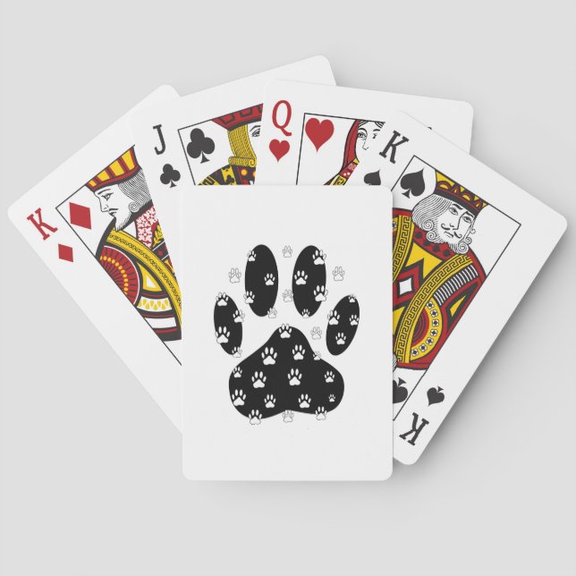 White Paws On Black Paw Print Playing Cards (Back)
