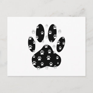 White Paws On Black Paw Print Postcard