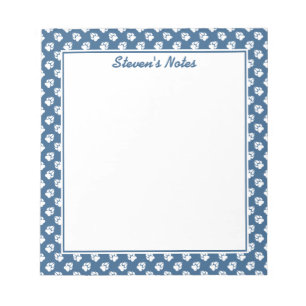 White Paws On Blue With Custom Text Notepad