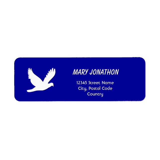 white peace dove personal blue address labels. (Front)