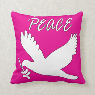 white peace dove pillow