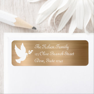 White Peace Dove Silhouette Faux Gold Foil