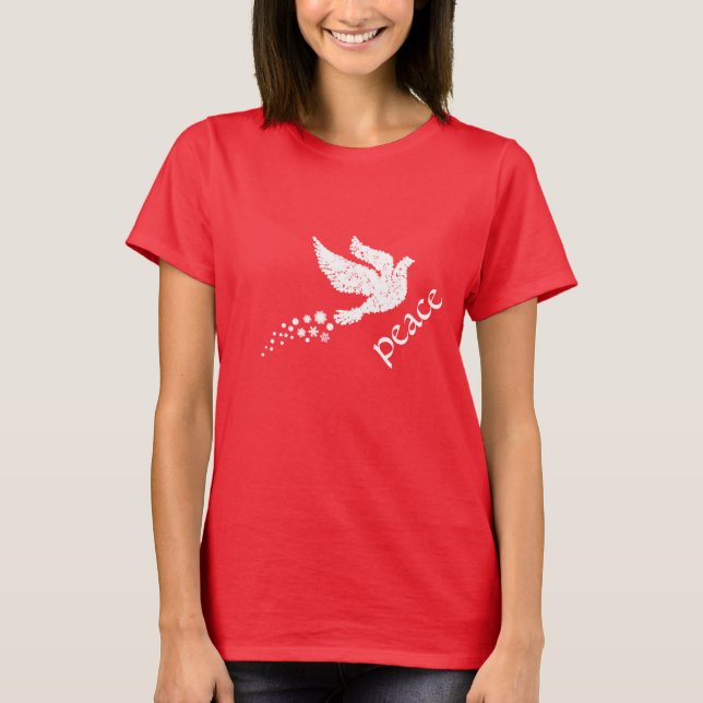 White peace dove snowflakes t-shirt (Front)