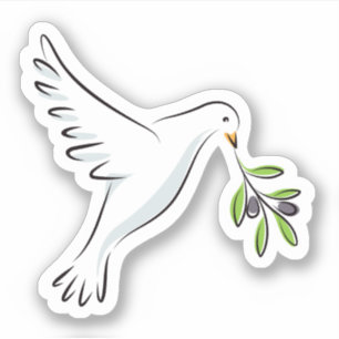 White peace dove with olive branch