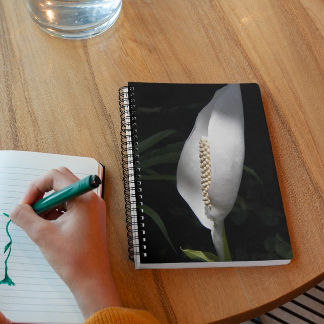 White Peace Lily Photo Floral Notebook (In Situ)