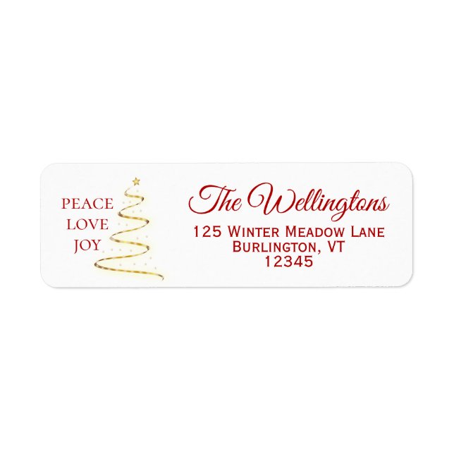 White |Peace Love Joy Christmas Return Address (Front)