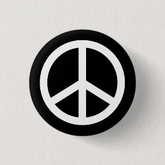White Peace Sign 3 Cm Round Badge