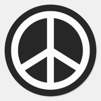 White Peace Sign Classic Round Sticker
