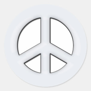 WHITE PEACE SIGN CLASSIC ROUND STICKER