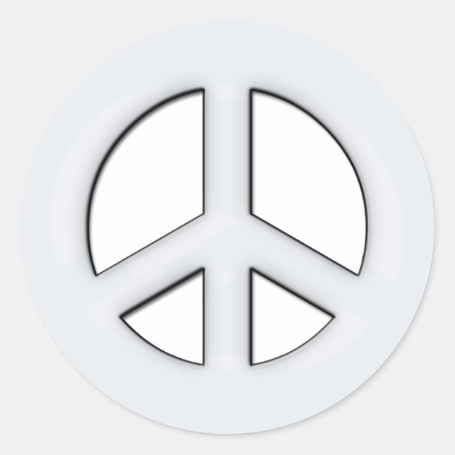 WHITE PEACE SIGN CLASSIC ROUND STICKER (Front)