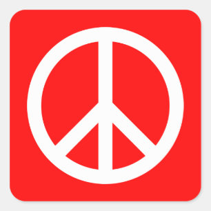 White Peace Sign Square Sticker