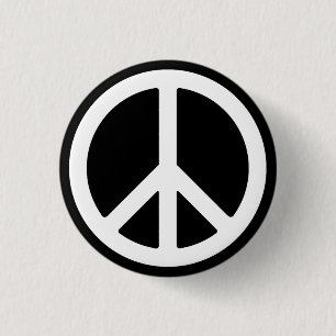 White Peace Symbol Button