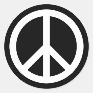White Peace Symbol Classic Round Sticker