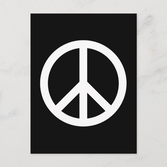 White Peace Symbol Postcard (Front)