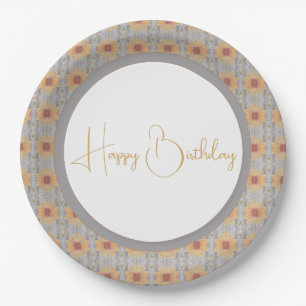 White Peach And Grey Paper Plate